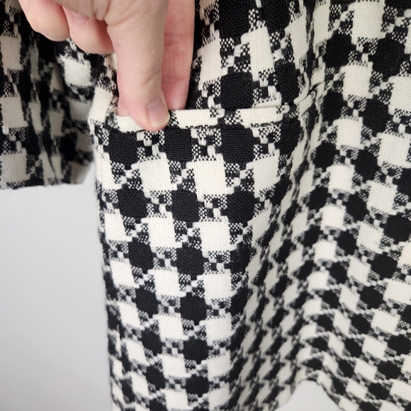 NWOT Rafaella Black & White Plaid Wool Blend Longline Blazer Jacket Size L #0525 - Picture 4 of 11